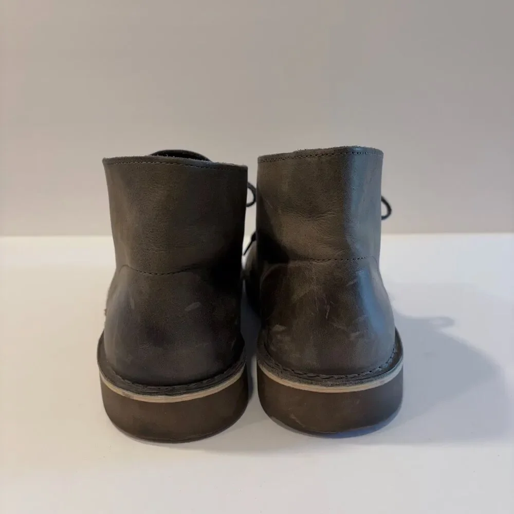 CLARKS Bushacre 2 Gray Leather Chukka Ankle Lace Up Boots Men's 9.5 US